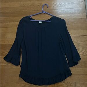 GAP Navy Blue Ruffle Blouse Small